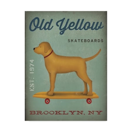 Ryan Fowler 'Golden Dog On Skateboard' Canvas Art,35x47